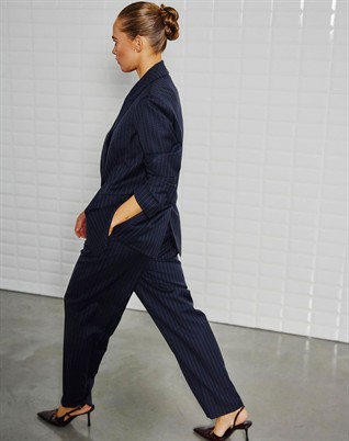 Valentina WBL Striped Bukser - Midnight Blue Pinstripe